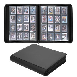 Sibonic 16 Pocket Toploader Binder, Holds 640 Top Loaders, Top Loader Card Storage with Sleeves for 3'' x 4'' Toploaders, for Trading Cards or Sports Cards (Black)
