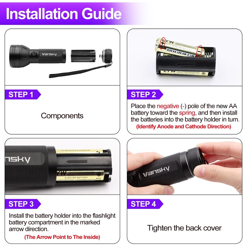 Vansky Black Light UV Flashlight, Upgraded 51 LED 395nm Blacklight