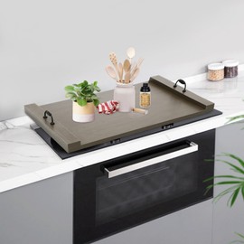 Stove Top Cover, 30X22In Counter Space Top Cover, Decorative Tray for Kitchen, Extra Thick Laminated Solid Wood Handmade Cookware Workbench,Place Over Hotplates, Ovens and Kitchen Sinks (Grey)