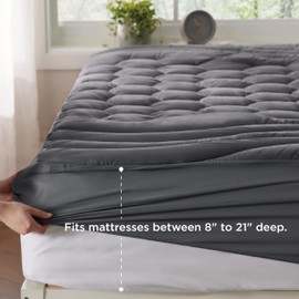 Bedsure Mattress Pad Full Size - Soft Mattress Cover Padded, Quilted Fitted Mattress Protector with 8-21" Deep Pocket, Breathable Fluffy Pillow Top, Grey, 54x75 Inches