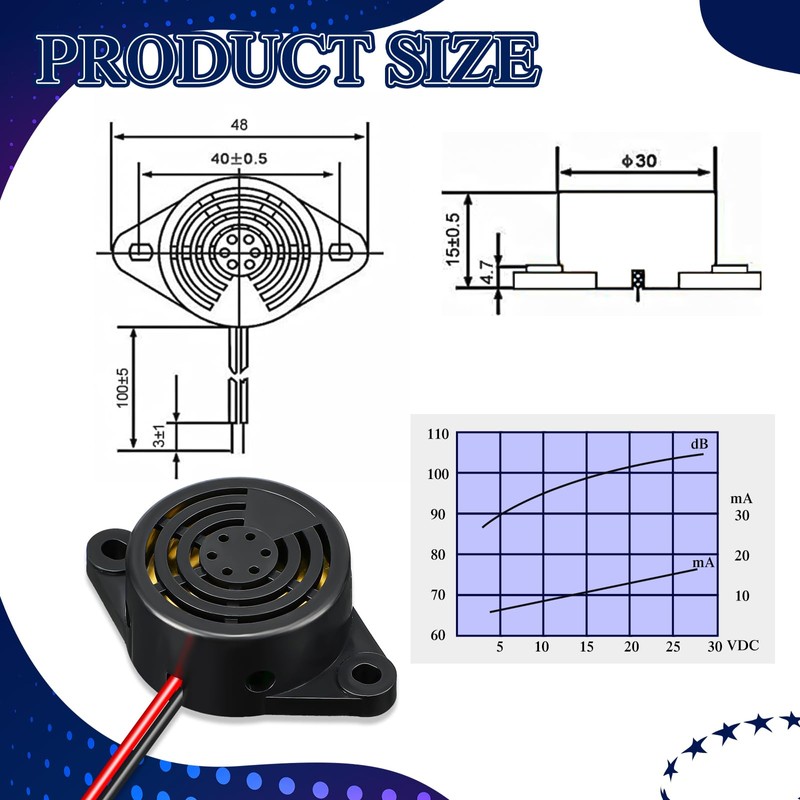 Geiserailie 6 Pcs DC 3-24V 95 dB Electronic Buzzer Active