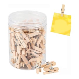100Pcs Push Pins with Wooden Clips, Wooden Push Pins Clips, Cork Board Pins with Clips for Cork Board Bulletin Board Map Wall Hanging Pictures Office