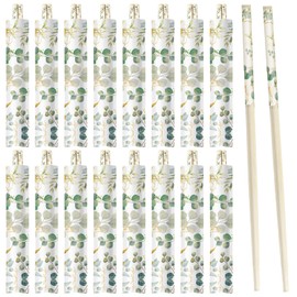 Suttmin 50 Pairs Cherry Blossom Chopsticks Bulk with Chopsticks Sleeved Blue Flower Disposable Bamboo Chopsticks Eucalyptus Wedding Favors Chinese Japanese Food Supply for Takeout Picnic(Eucalyptus)