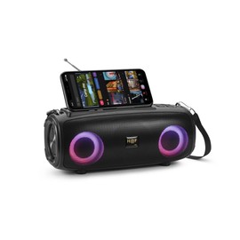 Solar Bluetooth Speaker, Outdoor Solar Charging Radio, with LED Marquee Music Effect, Wireless Speaker for Outdoor, Home, Party, Beach, Travel (Black)