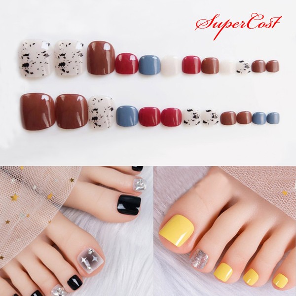 Nail art pedicure attaching design pedi tips 4 10 types,