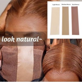 Silicone invisible True Fake Scalp Tape For Lace wig Parting stitch wigs- makes your wig the most realistic undetectable Knots Melting Tape Eraser - Color: Medium Brown (6 pieces)