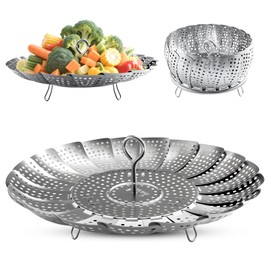 Steamer Basket Stainless Steel Instant Pot Accessories for Food and Vegetable, Zocy Premium Expandable Steam Basket to Fit Various Size Pots Medium (6