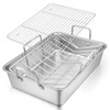 E-far Roasting Pan, 16 x 11.5 Inch Stainless Steel Turkey