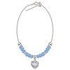 Aquamarine Heart Bracelet for Women,Dainty Platinum Healing Crystal Jewelry with