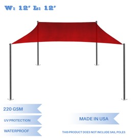 E&K Sunrise 12' x 12' Waterproof Sun Shade Sail-Red Rectangle UV Block Durable Awning Perfect for Canopy Outdoor Garden Backyard-Customized