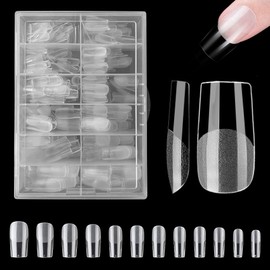 Short Square Nail Tips - ZAHRVIA 420PCS Full Cover Nail Tips, Soak Off Easy Nail Extensions Acrylic Nails False Glue Press on Nail Tips for Art DIY Home (Medium Square)