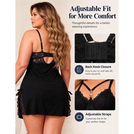 ohyeahlady Babydoll Lingerie for Women Sexy Curvy Lingerie Plus Size, black