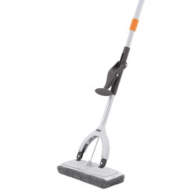 Superio Miracle Microfiber Mop for Hardwood Floors, Tile, Laminate, Walls-self Wringing Flat Mop Telescopic Handle-Lightweight, Heavy Duty-Grey