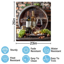 Red Wine Grapes Dishwasher Magnet Cover, Dishwasher Panel Scratch Resistant Decorative Magnets for Home Kitchen Utensils Decal Refrigerator Decoration 23 x 26 Inch