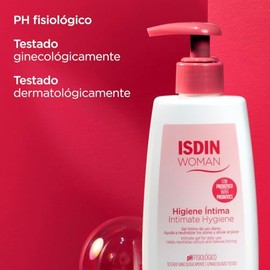ISDIN Woman Higiene Intima, Gel de baño higiene íntima de uso diario, Ayuda a prevenir y proteger frente a agresiones microbiológicas externas e irrit