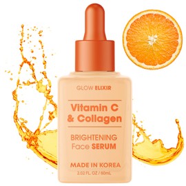 Glow Elixir Suero Facial De Vitamina C Con Colágeno: Tratamiento Para Líneas De Expresión Y Arrugas, Hidratante, Cuidado Coreano Para La Piel, Probado Por Dermatólogos, Antiedad, Vegano, Belleza
