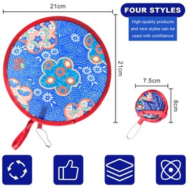 WOOXDYUK 4 Pieces Pop Up Fans Round Folding Hand Folding Fan Japanese Women Small Hand Fan Foldable for Festival Decoration Birthday Wedding