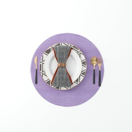 NATUS WEAVER Set of 4 Round Placemat 15 Inch Soft Linen eco-Friendly Fabric Handcrafted Machine Washable Indoor & Outdoor Tablemat Lilac