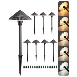 EDISHINE 5CCT Low Voltage Pathway Lights Wired, 8 Pack 2700K-5000K LED Landscape Lighting, 12V AC/DC 3W 160LM Die-Cast Aluminum Waterproof Outdoor Landscape Path Lights for Sidewalk Garden Yard