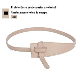 GeorgeX Cinturón de Vestir de Moda para Mujer, Jeans Anudados Sin Cinturón de Hebilla, Cinturónes Ajustable (Caqui)