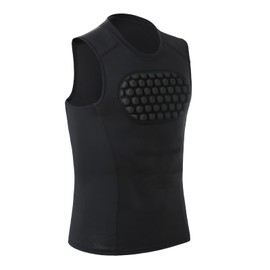 ACEWAVE Youth Baseball Chest Protector Compression Shirt, Heart Sternum Guard w/12 mm EVA Pads for Softball Football Lacrosse Rugby