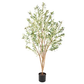 Bellacat 6ft Super Fuller Faux Olive Tree with Multiple Real Wood Trunks, 72in Olive Trees Artificial Indoor with Realistic Fruits & Leaves, Fake Olive Tree for Indoor & Outdoor Home Office Décor