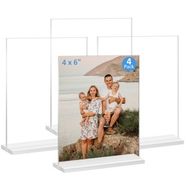 Douildhaiy Acrylic Picture Frame 4x6 inches, 4 Pack Clear Plastic Picture Frames Holder Standing,Double Sided Picture Desktop Display for Photo Home Office -Vertical
