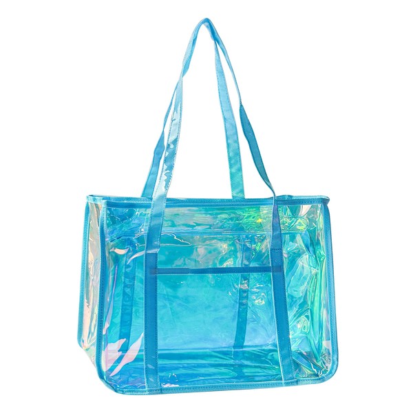 Holographic Clear Beach Bag with Zipper -13.78 x 10.6 x