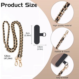 AIQIUQIU Phone Lanyard Universal Crossbody Cell Phone Strap for Girls Women, Anti-Theft Adjustable Fashion Cell Phone Chain Lanyard Strap with Pads, Black/Gold