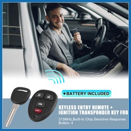 A ABSOPRO 1 Set 315MHz Keyless Entry Remote Ignition Transponder Key Fob 4 Buttons for Chevy Malibu HHR for Pontiac G5 G6 Grand Prix Solstice for Saturn Aura Sky for Buick LaCrosse Item