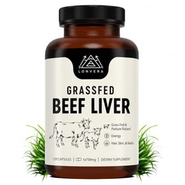 Lonvera- Cápsulas de hígado de res alimentado con pasto | Suplemento de hígado desecado | Pastillas de hígado liofilizado | 30 porciones