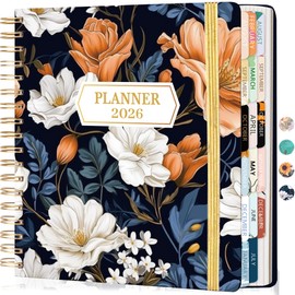CAGIE Planner 2025-2026, 18 Months Jul 2025 - Dec 2026 Calendar Weekly Monthly Agenda, 8.3 x 9.3 Inch, Spiral Bound Planner, Monthly Tabs, Elastic Closure, Stickers