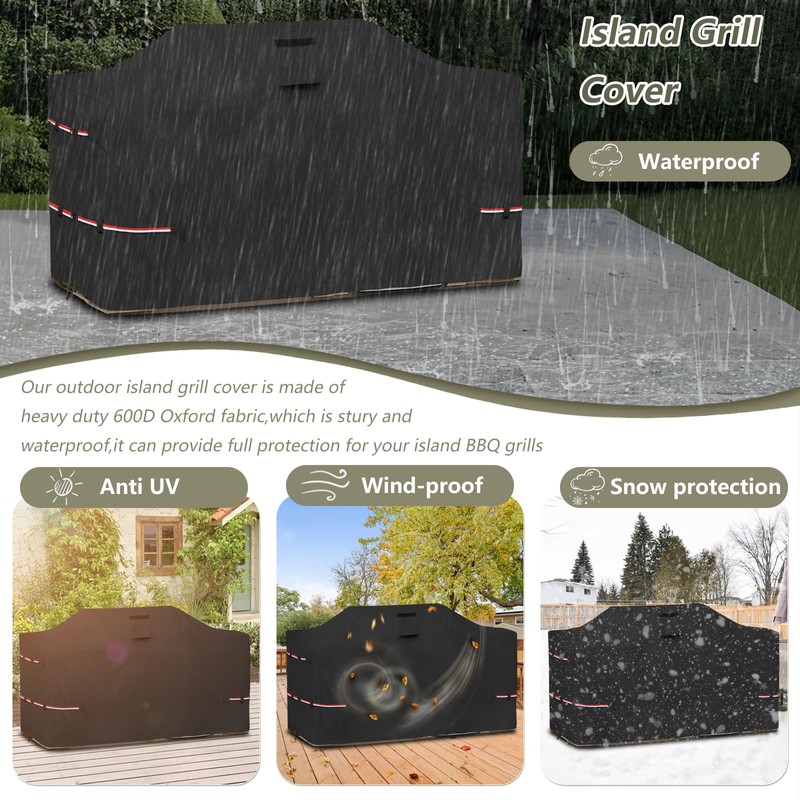 Bitubi 86 Inch Island Grill Cover - 600D Heavy Duty