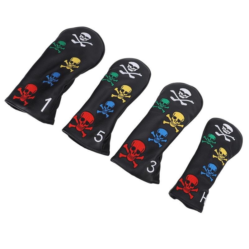 4Pcs Skull Golf Club Head Covers Golf Club Headcovers Colorful