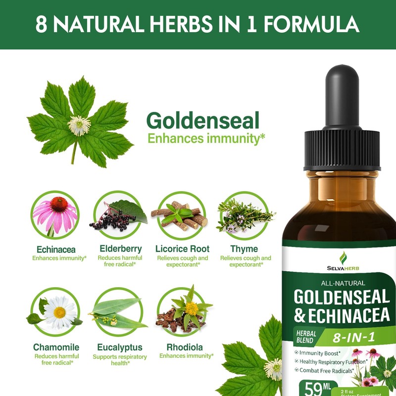 Immune Health Herbal Complex Extract, Goldenseal & Echinacea Extract for