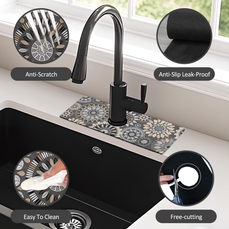 2PCS 15" X 5.5" Kitchen Sink Splash Guard Faucet Mat