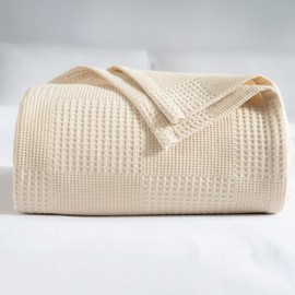 RAYME TEKSTIL - Manta de algodón 100 % turco, tamaño Queen, fabricada en Turquía, colcha ligera y aireada (crudo natural, manta tamaño queen, 90 x 90 pulgadas)