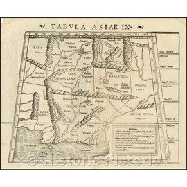 Historic Map - Tabula Asiae IX [Northern India & Pakistan]/Map Asia 9 [Northern India and Pakistan], 1542, Sebastian Münster - Vintage Wall Art 24in x 20in