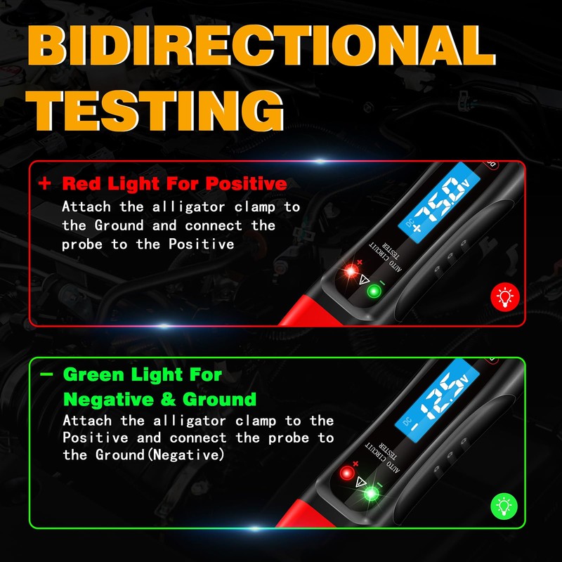 ATOBLIN Automotive Test Light 4-75V DC LCD Digital Voltage Tester