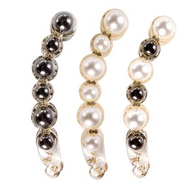 Lotsdonxia 3-Piece Pearl and Rhinestone Banana Hair Clips Stylish Vertical Twist Clips for Long and Thick Hair Hairstyling Accessories for Girls Daily Wear Easy Hair Management