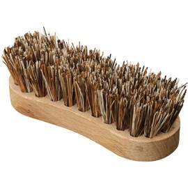 REDECKER Oyster Scrub Brush with Union Fiber Bristles and Untreated Beechwood Handle, 4-3/4-Inches