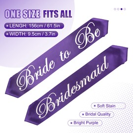 ORYOUGO Purple Bachelorette Party Bride to Be Satin Sash Bridal Shower Wedding Decorations Party Supply Accessory(Bridesmaid)