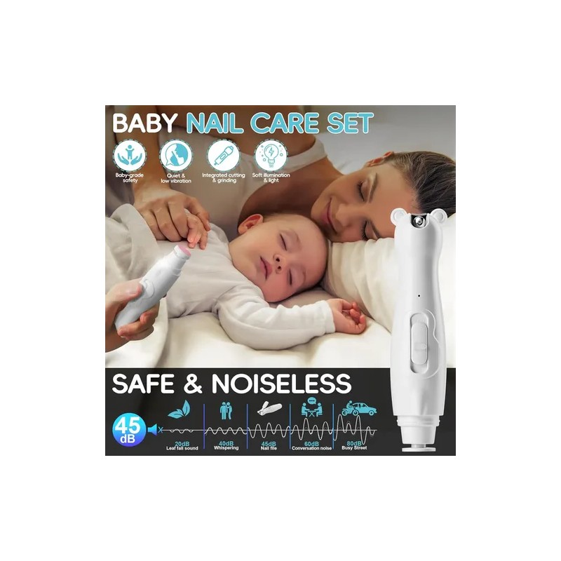 Kit Limador Uñas Cortaúñas Para Bebe Eléctrico Luz Led