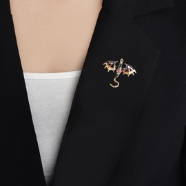 GUOXIAOMEI Enamel Dragon Animal Brooch - Vintage Punk Domineering Flying Dragon Personality Clothing Accessory for Men and Women (Coffee)