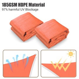 Yescom 2 Packs 20'x23' Rectangle Sun Shade Sail Bright Orange Canopy 97% UV Block Commercial Events Carpark Swimming Pool Camping Beach Picnic Playground Outdoor Building