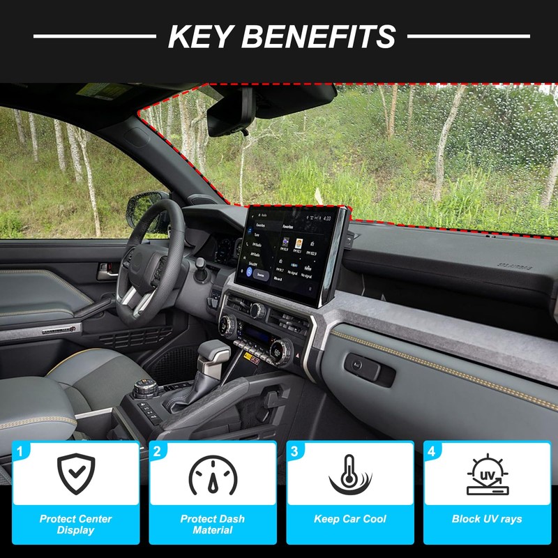 Foldable Windshield Sunshade with Suction Cup Compatible with Toyota Tacoma
