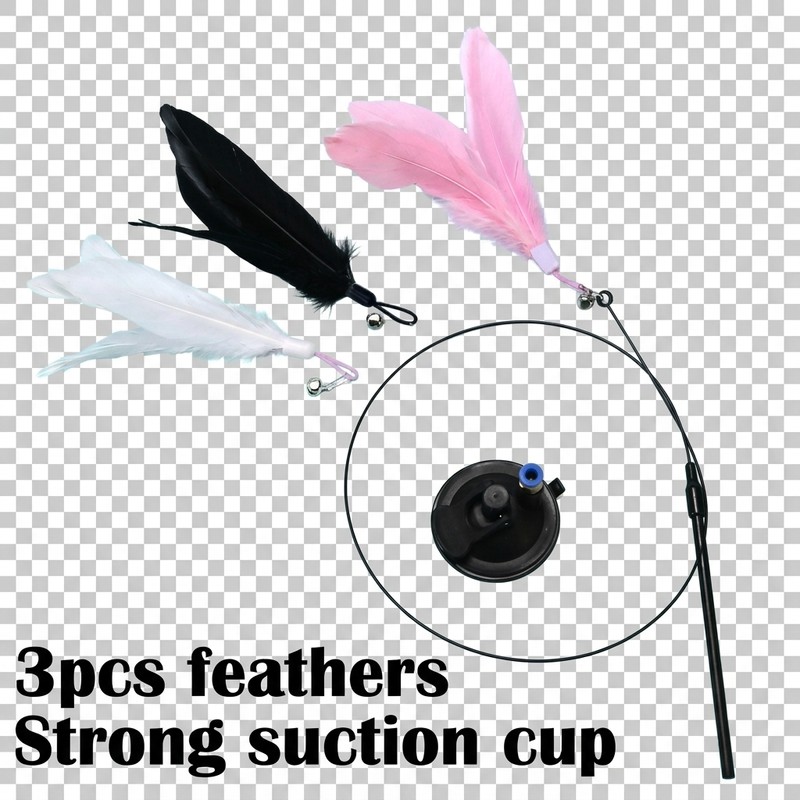 Interactive Cat Toy with Suction Cup Feather Wand – Hands-Free