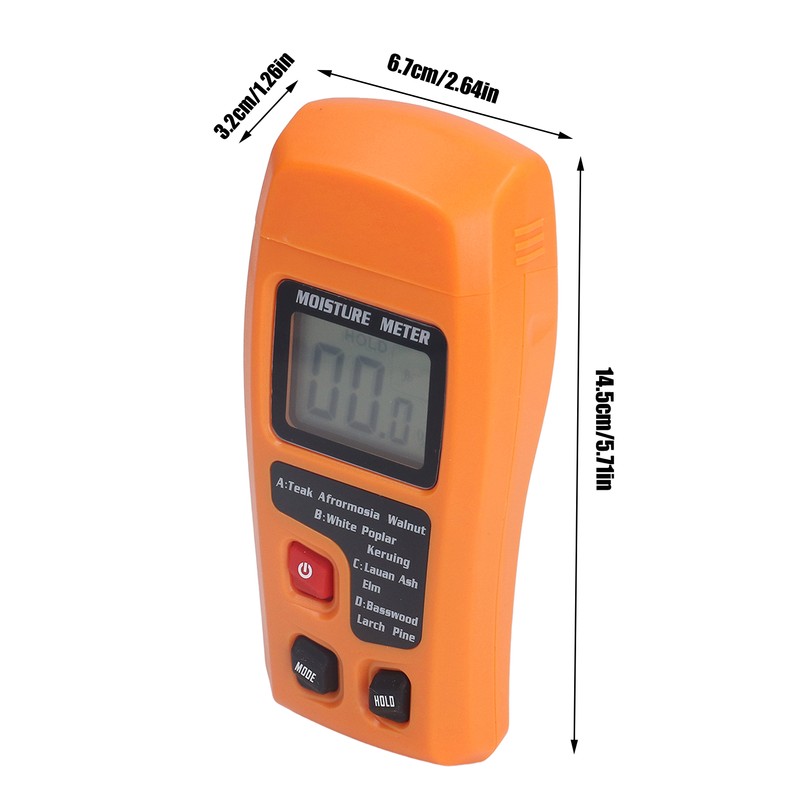 Wood Moisture Meter High Accuracy 4 Modes Orange Moisture Detector