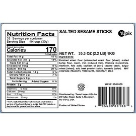Yupik Sesame Sticks, Salted, 2.2 lb
