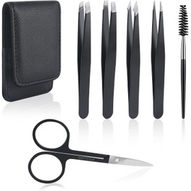 MMSZHL Pinzas para Cejas de Acero Inoxidable, 6 Pcs Pinzas para Depilación de Cejas, Precisas y Antideslizantes, Pinzas para Astillas y Pelos No Deseados, para Cuidado Personal y Depilación Facial